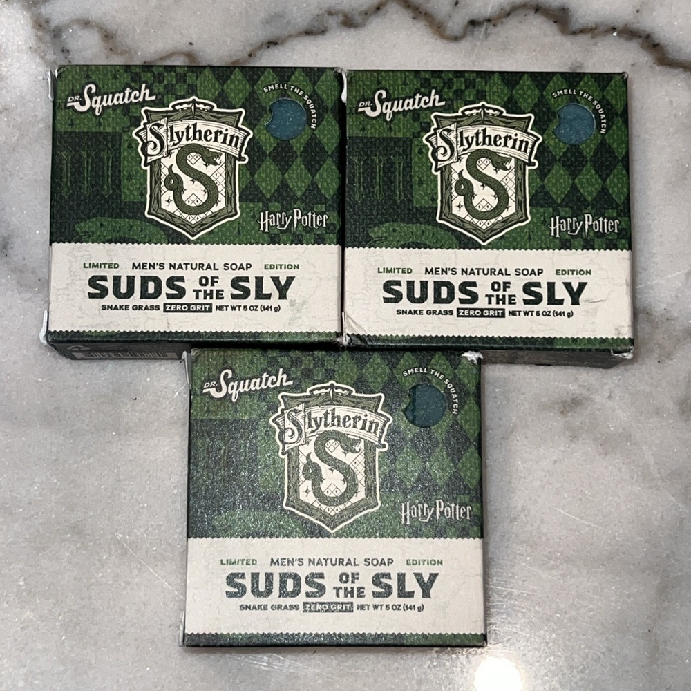 Harry Potter Dr. Squatch Slytherin Suds of the Sly Men's Soap Bar 5oz 3 Pack New